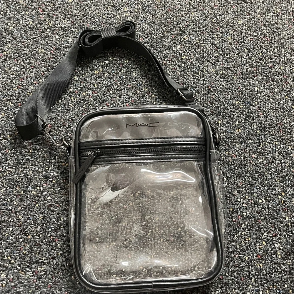 MAC Cosmetics Transparent Crossbody Bag with Black Trim